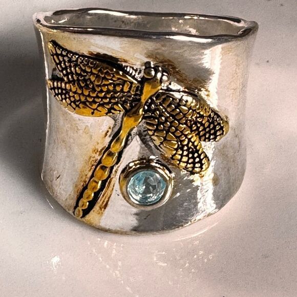 Free People Silver and Gold Dragonfly Stone Ring - Picture 9 of 10